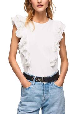 T-Shirt Pepe Jeans Nunu Blanc pour Femme
