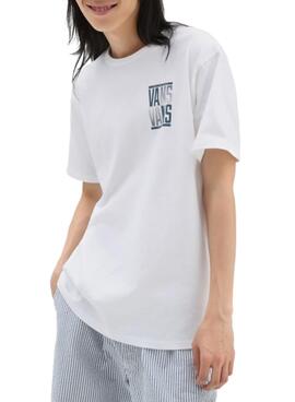 T-Shirt Vans Stacked Blanc pour Femme