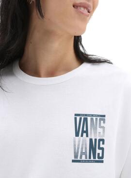 T-Shirt Vans Stacked Blanc pour Femme