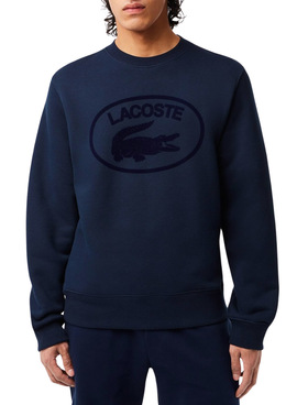 Sweat Lacoste Relaxed Fit Bleu Marine pour Homme