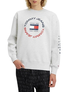 Sweat Tommy Jeans Relaxed pour Homme Gris
