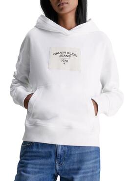 Sweat Calvin Klein Relaxed Blanc pour Femme