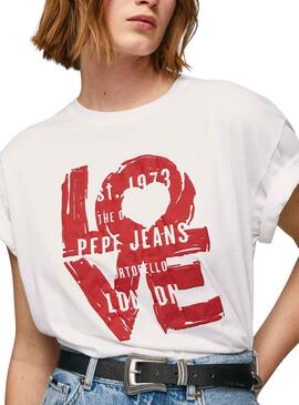 T-Shirt Pepe Jeans Nicoletta Blanc pour Femme
