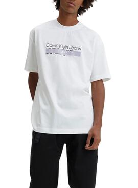T-Shirt Calvin Klein Address Blanc pour Homme