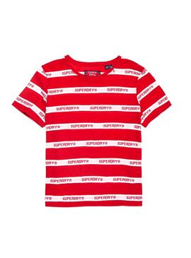 T-Shirt Superdry Cote Stripe Rouge Femme