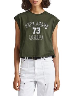 T-Shirt Pepe Jeans Amber Vert pour Femme