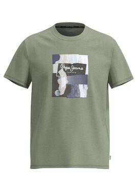 T-Shirt Pepe Jeans Oldwide Vert pour Homme