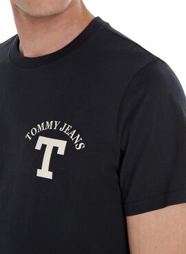 T-Shirt Tommy Jeans Lettre Bleu Marine pour Homme