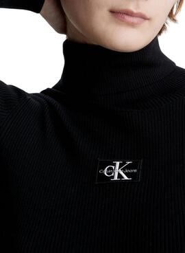 Robe Calvin Klein Badge Roll Noire pour Femme