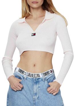 Pull Tommy Jeans Badge Blanc pour Femme