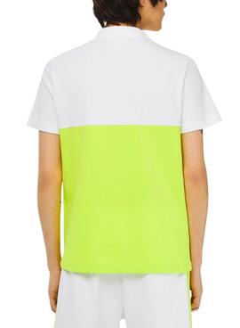 Polo Lacoste Bicolor Blanc et Neon pour Homme