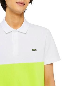 Polo Lacoste Bicolor Blanc et Neon pour Homme