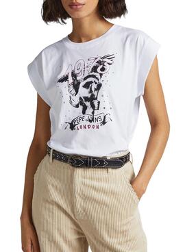 T-Shirt Pepe Jeans Bianca Blanc pour Femme