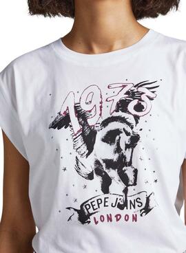 T-Shirt Pepe Jeans Bianca Blanc pour Femme