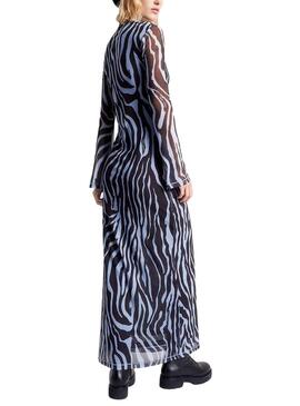 Robe Tommy Jeans Zebra Maxi Bleu pour Femme