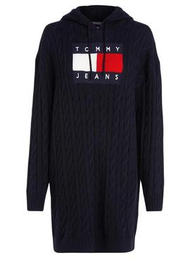 Robe Tommy Jeans Câble Flag Noire pour Femme