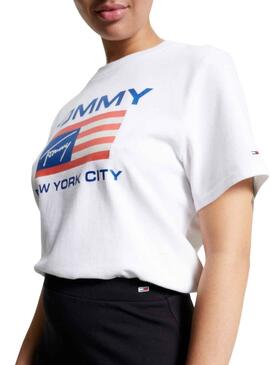 T-Shirt Tommy Jeans Modern Préparation Flag Blanc Femme