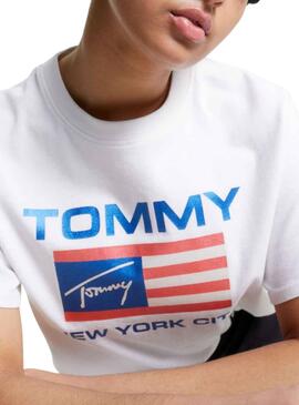 T-Shirt Tommy Jeans Modern Préparation Flag Blanc Femme