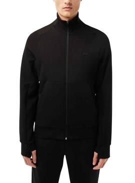 Sweat Lacoste Col haut Noire pour Homme