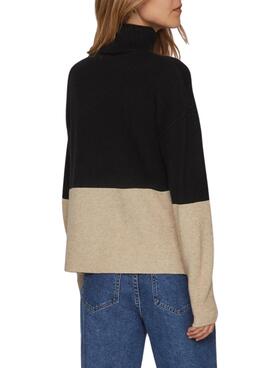 Pull Vila Viril Blocking Noire pour Femme