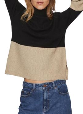 Pull Vila Viril Blocking Noire pour Femme