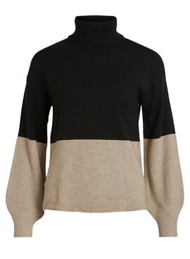 Pull Vila Viril Blocking Noire pour Femme