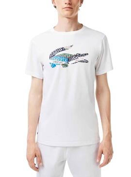 T-Shirt Lacoste Sport Knitted Blanc pour Homme