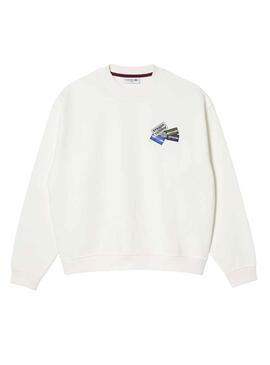 Sweat Lacoste Insigne Blanc pour Homme