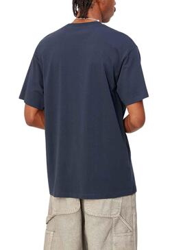 T-Shirt Carhartt Script Embroidery Bleu Marine Homme
