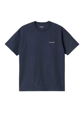T-Shirt Carhartt Script Embroidery Bleu Marine Homme