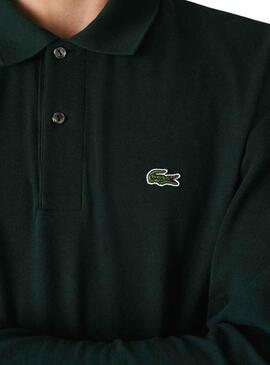 Polo Lacoste Col Bord Cotes Manches Vert Homme