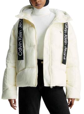 Veste Calvin Klein Plumes Corta Beige Femme