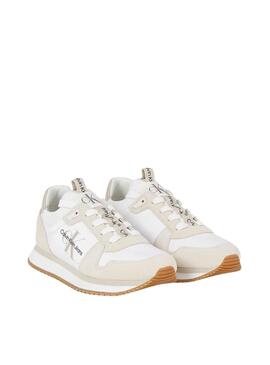 Baskets Calvin Klein Runner Chaussette Blanc Femme