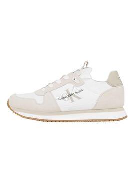 Baskets Calvin Klein Runner Chaussette Blanc Femme