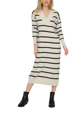 Robe Only New Tessa Rayures Beige pour Femme