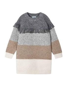 Robe Mayoral Tricot Rayures Gris pour Fille