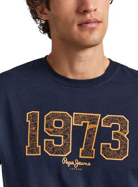 T-Shirt Pepe Jeans Wyatt Bleu Bleu Marine pour Homme