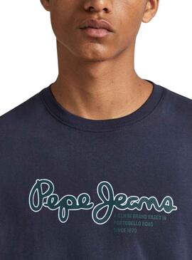 T-Shirt Pepe Jeans Wido Bleu Marine pour Homme