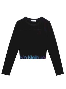 T-Shirt Calvin Klein Knitted Tape Noire Fille