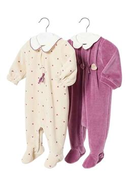 Set 2 Barboteuses Mayoral Tundosado Beige Bébé