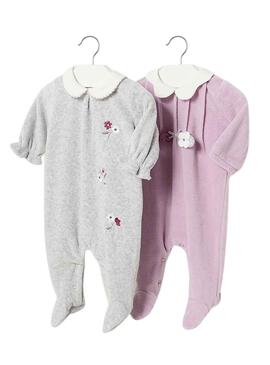 Set 2 Barboteuses Mayoral Tundosado Gris pour Bébé