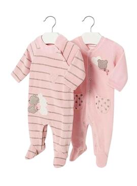 Set 2 Barboteuses Mayoral Tundosado Rose pour Bébé