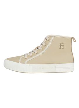 Baskets Tommy Hilfiger TH Cuir Beige Femme