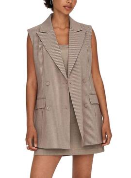 Gilet Only Molly Vichy Brun pour Femme