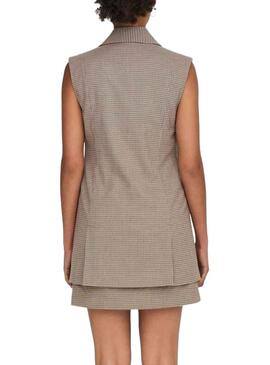 Gilet Only Molly Vichy Brun pour Femme