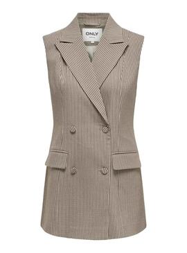 Gilet Only Molly Vichy Brun pour Femme