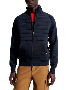 Sweat Tommy Hilfiger Mix Media Bleu Marine Homme