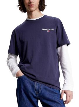 T-Shirt Tommy Jeans Linear Back Bleu Marine Homme