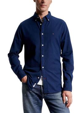 Chemise Tommy Hilfiger Flex Brushed Bleu Marine Homme
