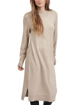 Robe Vila Viril Crew Neck Beige pour Femme